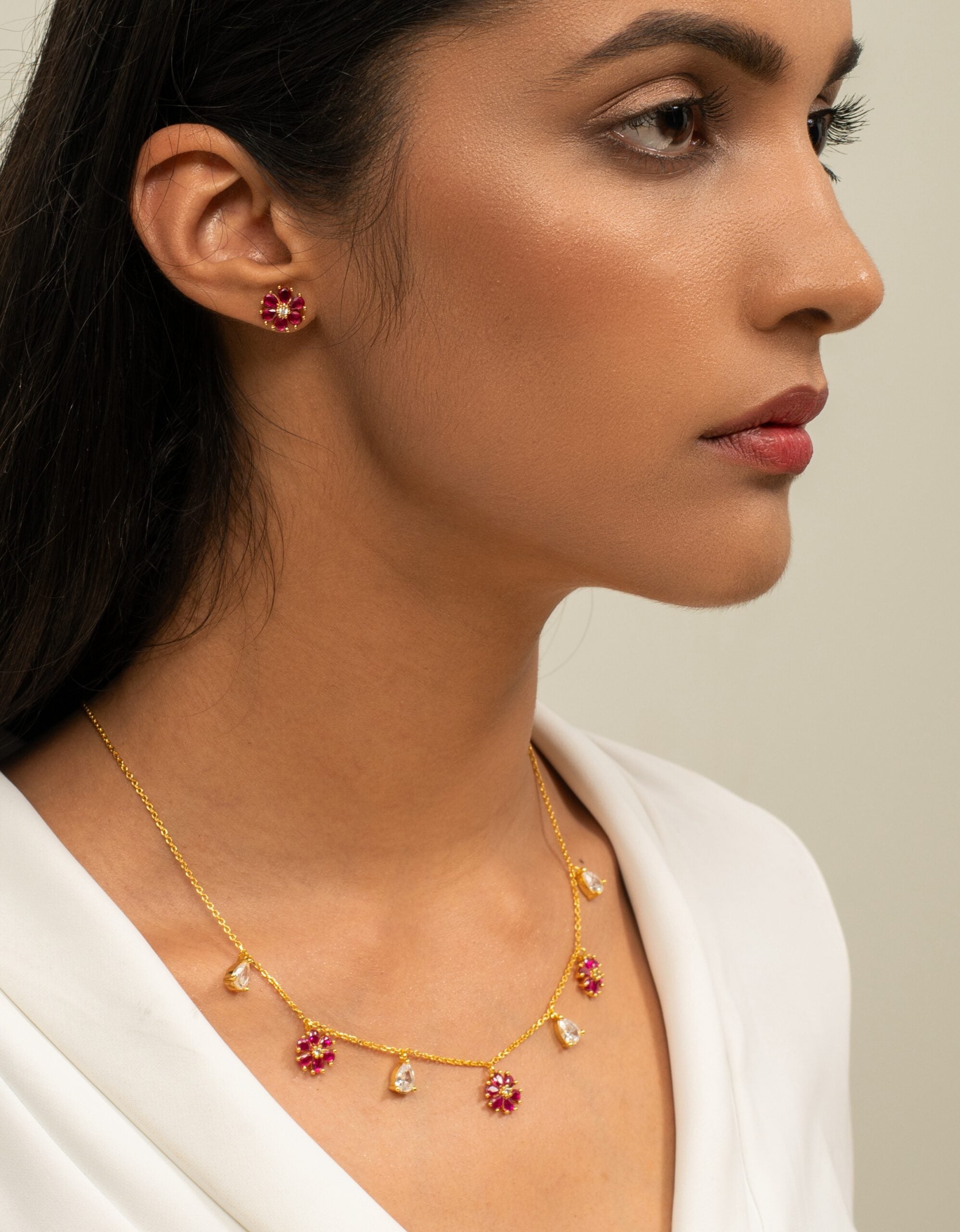 Red Floret Necklace Set