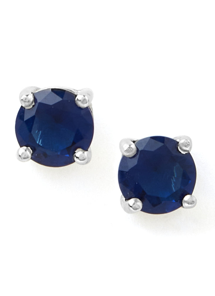 Pure Silver Blue Solitaire Stud Earring