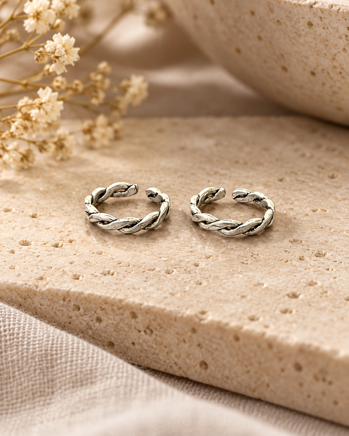 Twisted Pure Silver Toe Ring