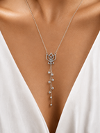 Lotus Necklace in Silver Oxidised Plating