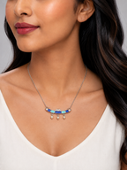 925 Pure Silver Lotus Sarovar Neckalce with blue enamel