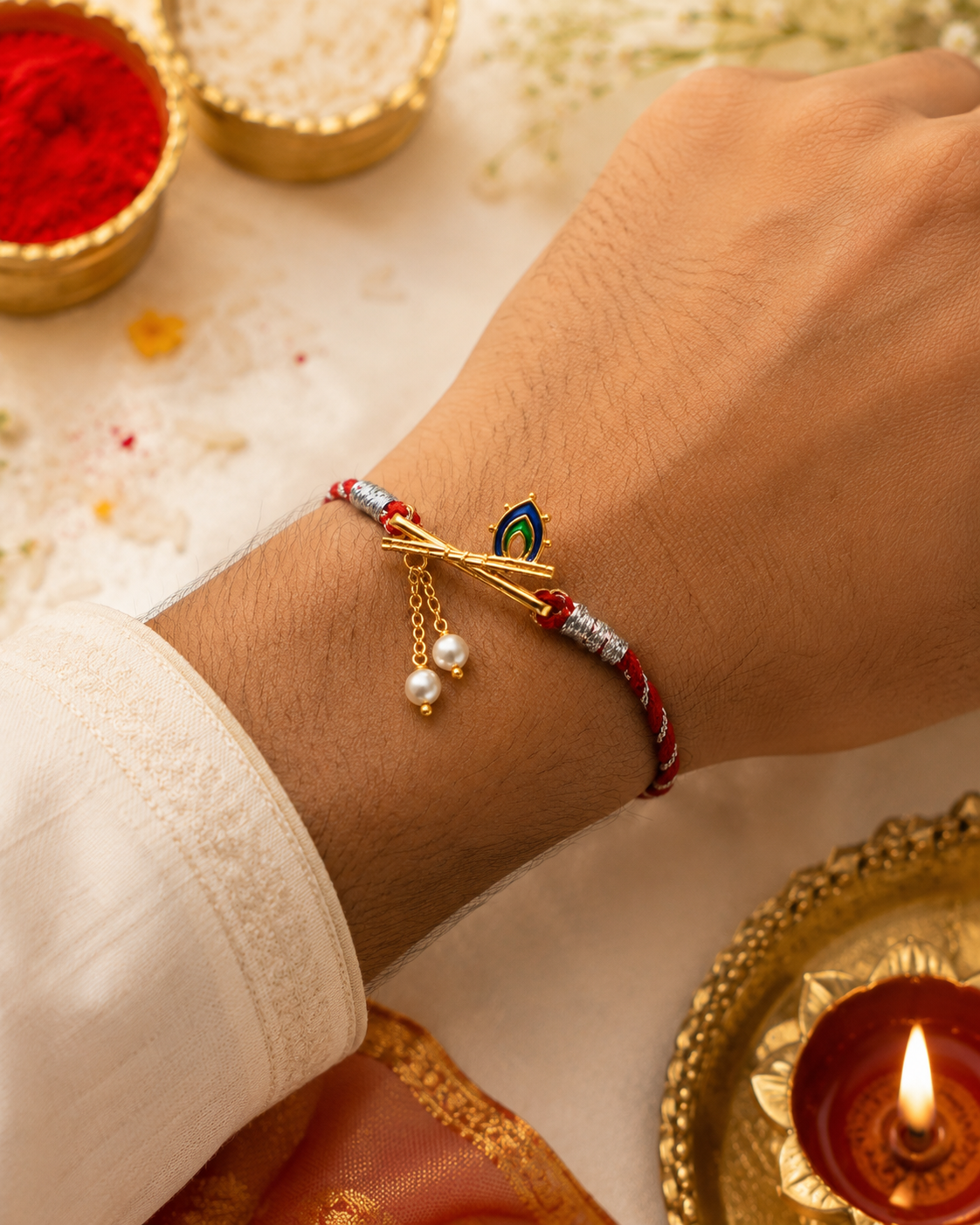 Bansuri Convertible Watch Charm Rakhi G (Brass)