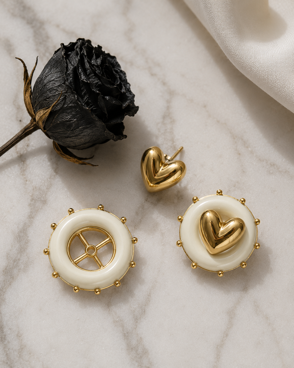 Gilded Love Stud in Pure Silver