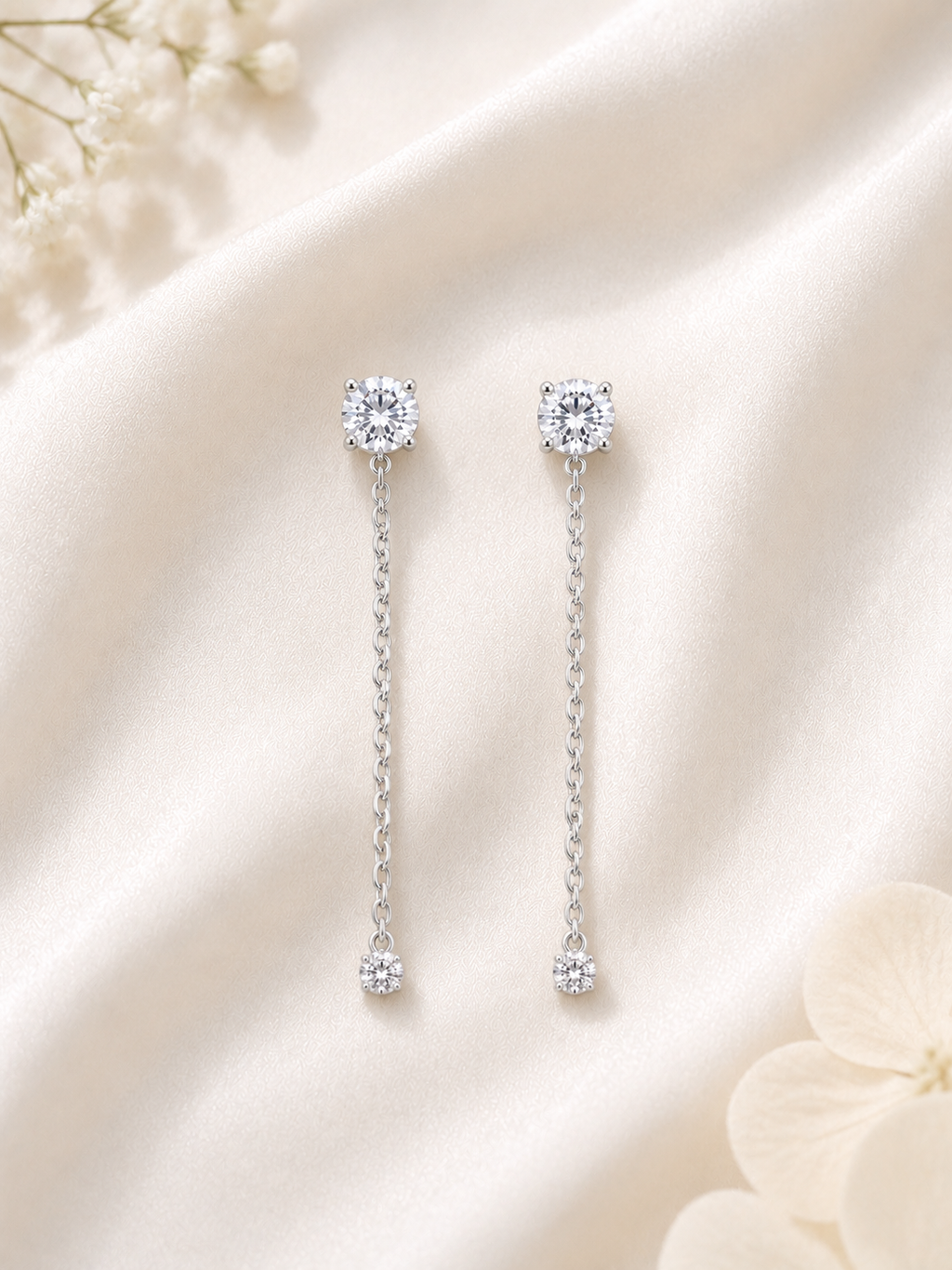 4 in 1 Detachable Pure Silver Emara Solitaire Party Earring