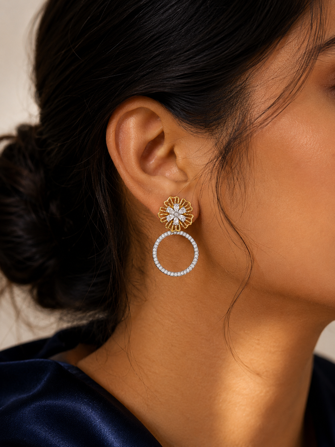 4 in 1 Arela Pure Silver Detachable Earring