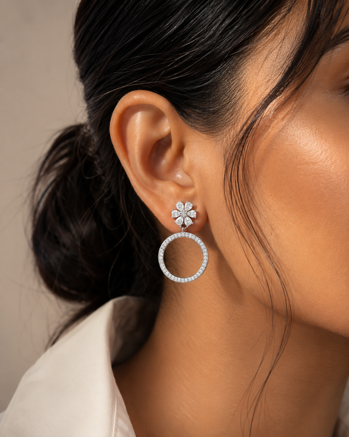 4 in 1 Arela Pure Silver Detachable Earring