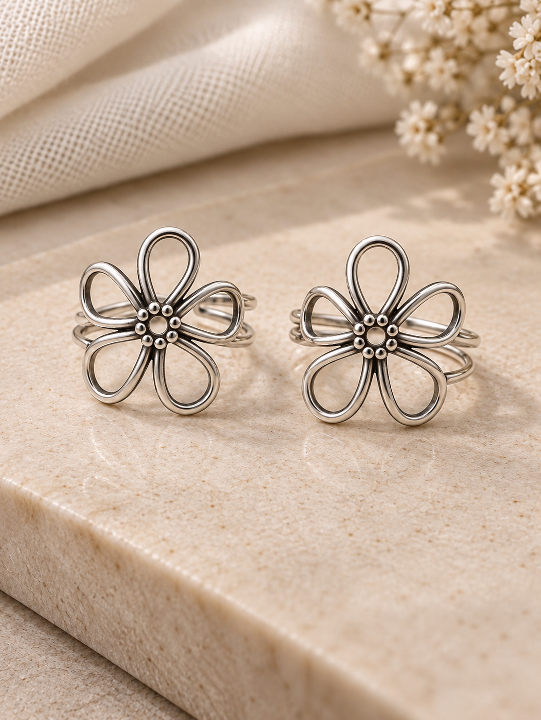 Flower 925 Silver Toe Ring
