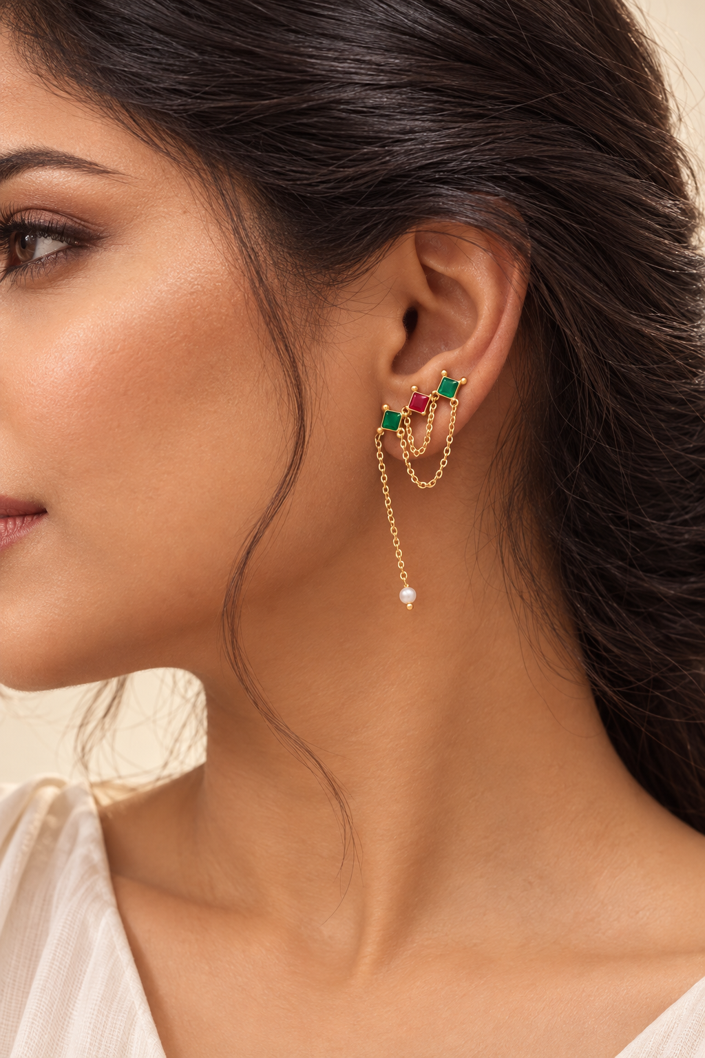 Charcha Red & Green in 925 Pure Silver