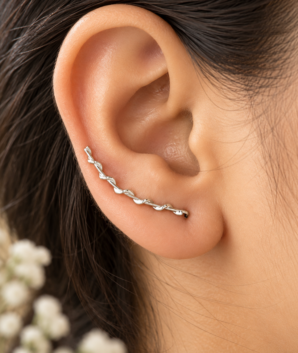 Pure Silver Twisted Earcuff