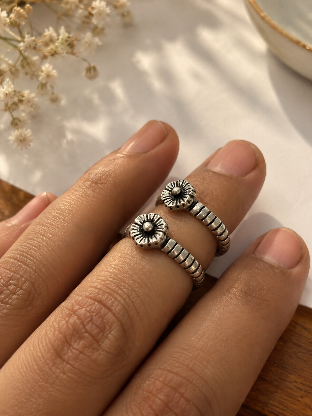 Floral Pure Silver Toe Ring