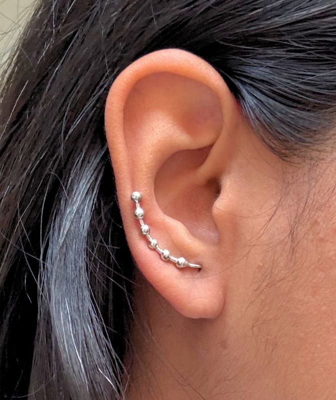 925 Pure Silver Ball Earcuff in Gold Plating