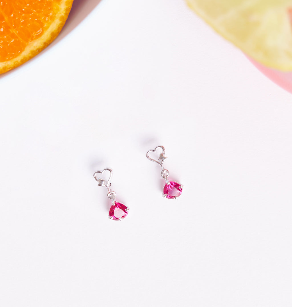 Pink heart earring