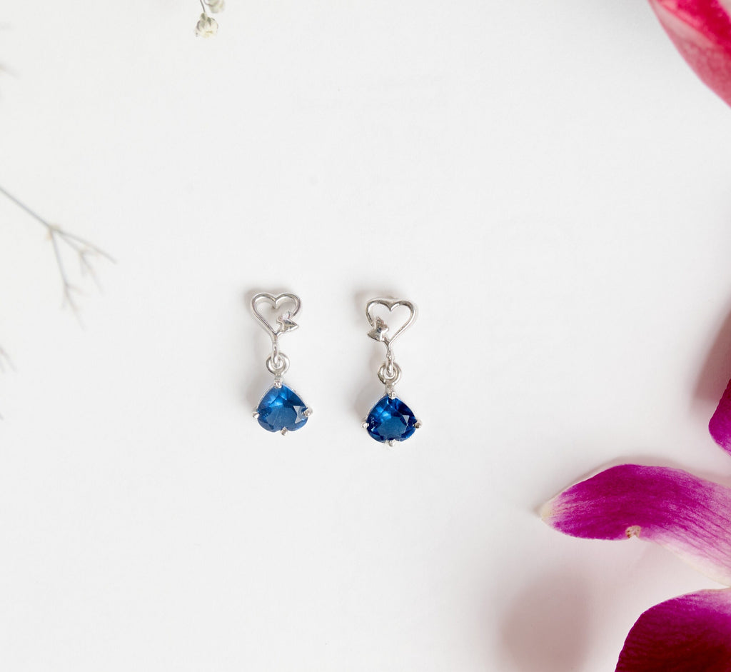 Blue heart earring