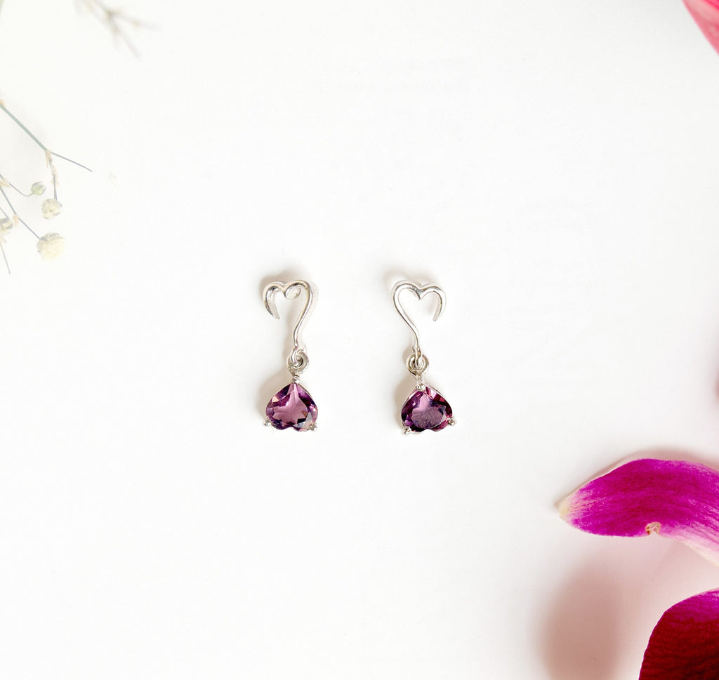 Purple heart earring