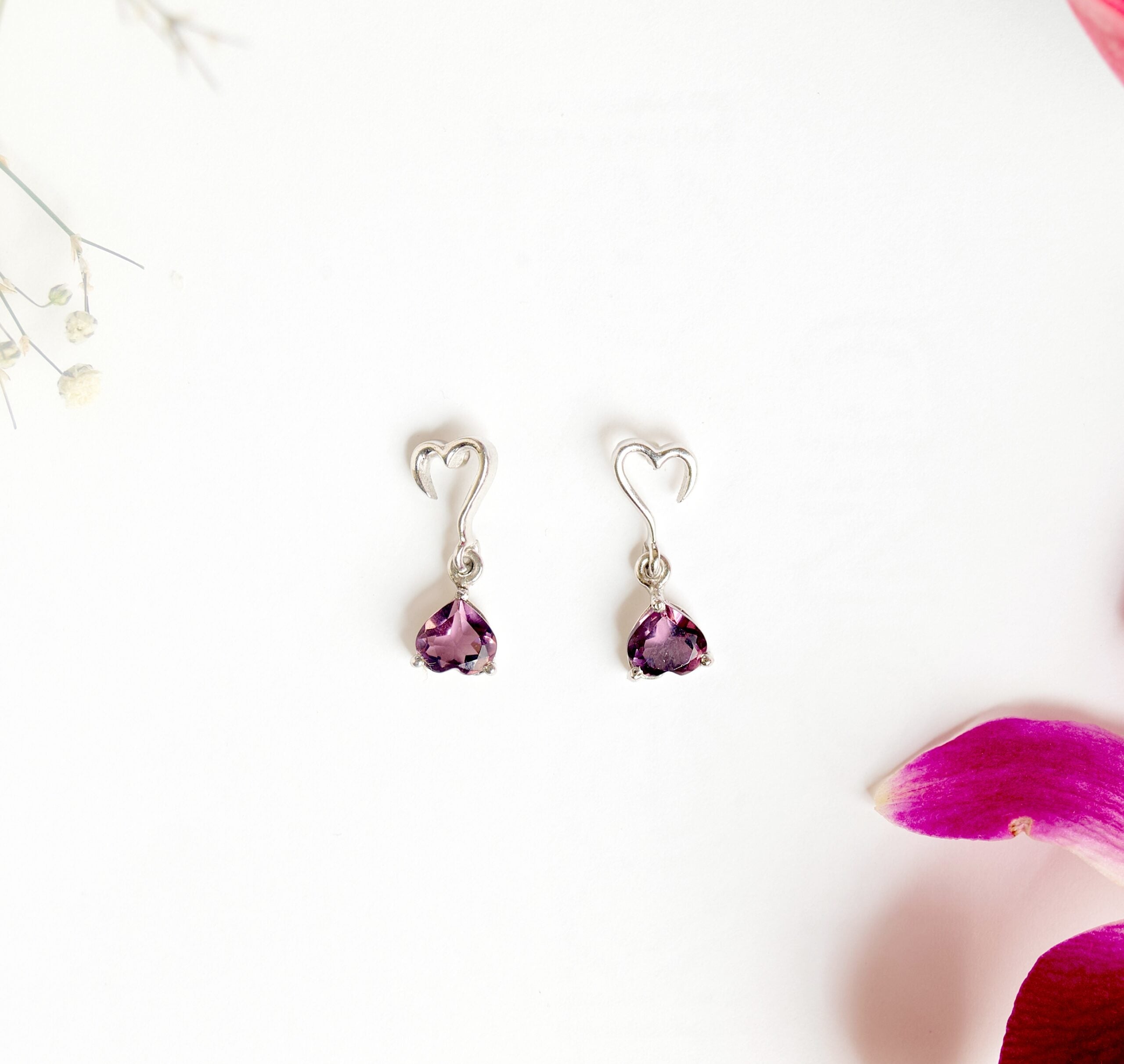 Purple heart earring