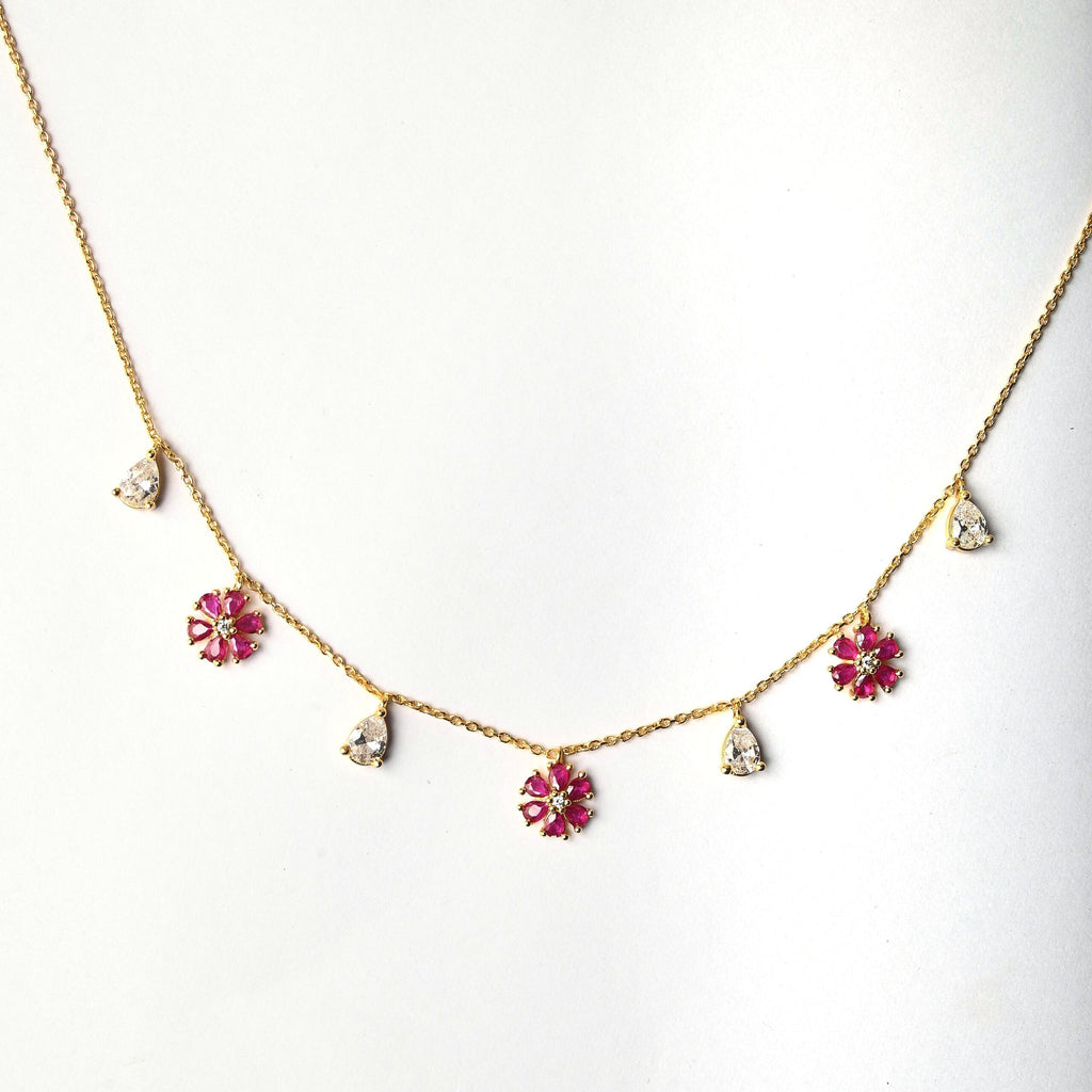 Red Floret Necklace Set