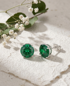Sterling Silver Green Solitaire Earring