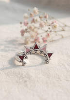 925 Oxidised Silver Adjustable Surya Blush Ring