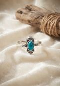Oxidised Pure Silver Red Amulet Ring