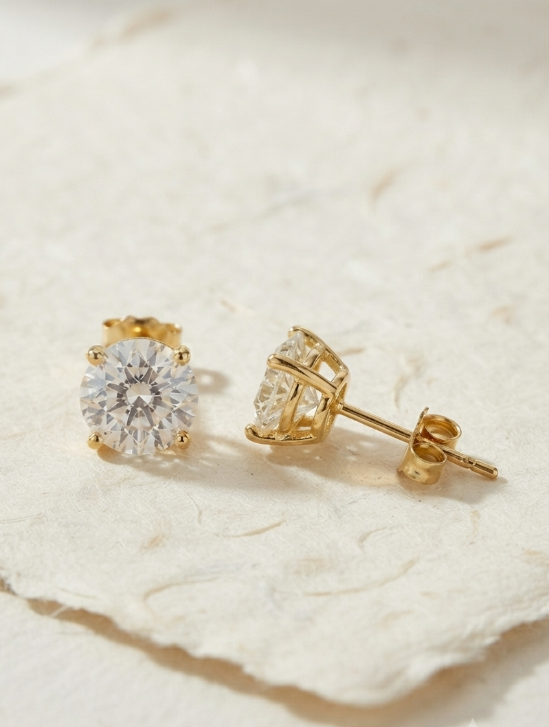 925 Silver White Solitaire Earring