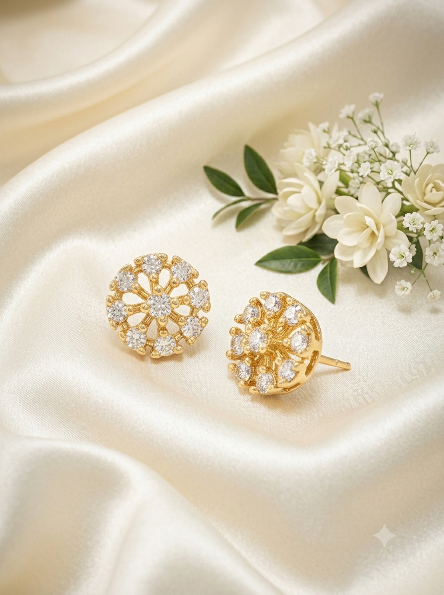 Everyday Cluster Stud in Gold Plating