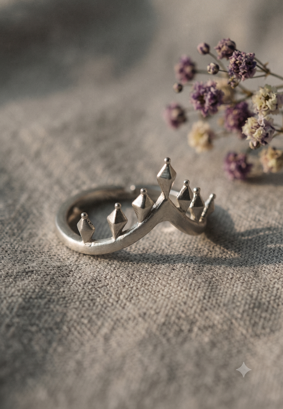925 Oxidised Silver Spiky Vanki Ring