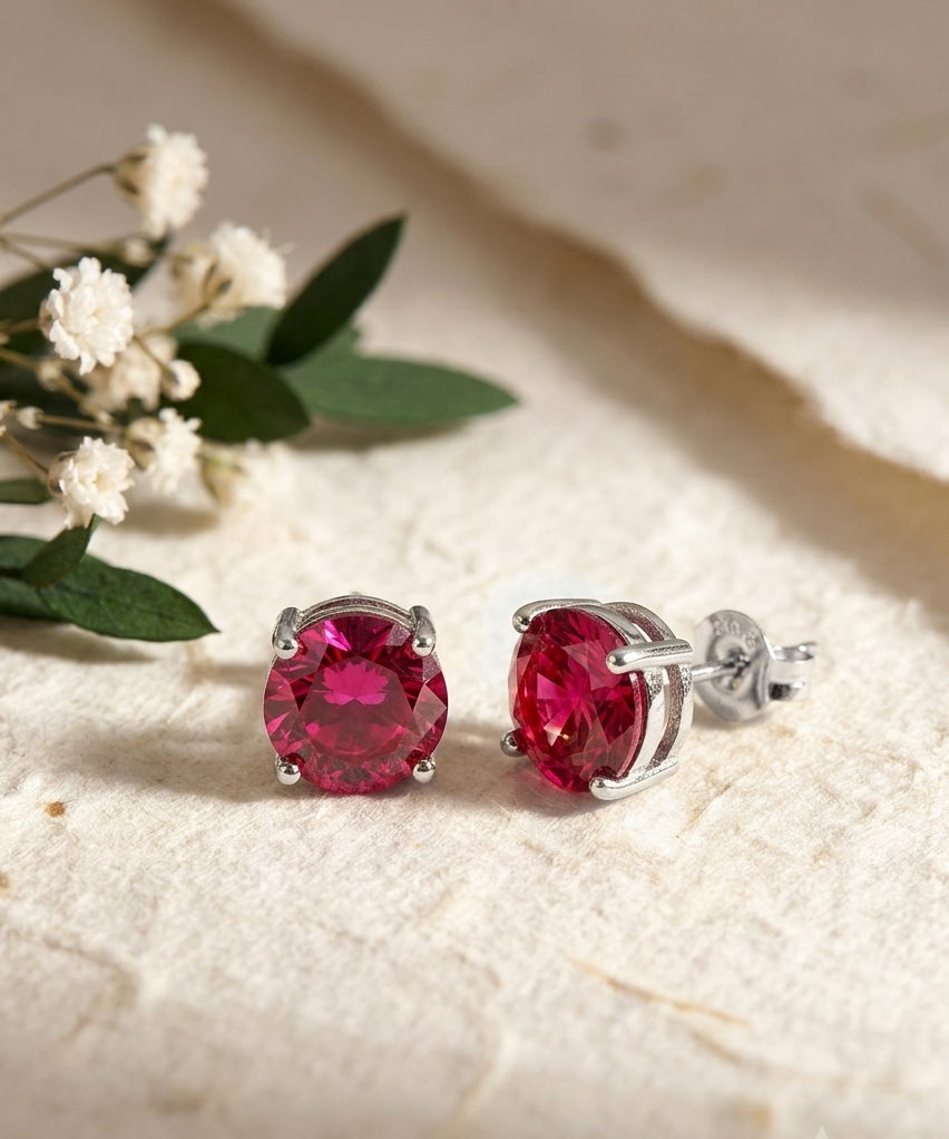 925 Silver White Solitaire Earring