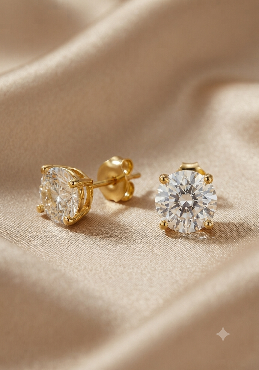 925 Silver White Solitaire Earring