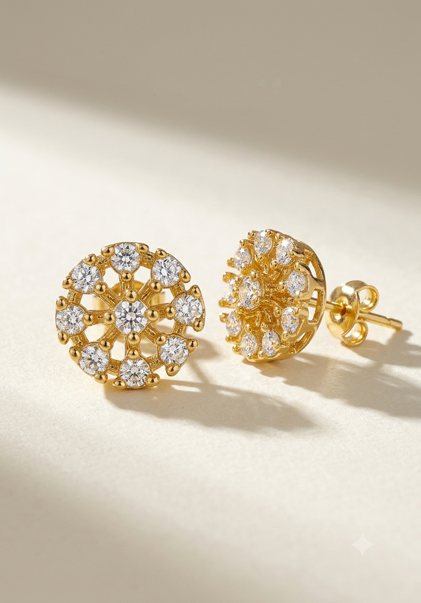 Everyday Cluster Stud in Gold Plating