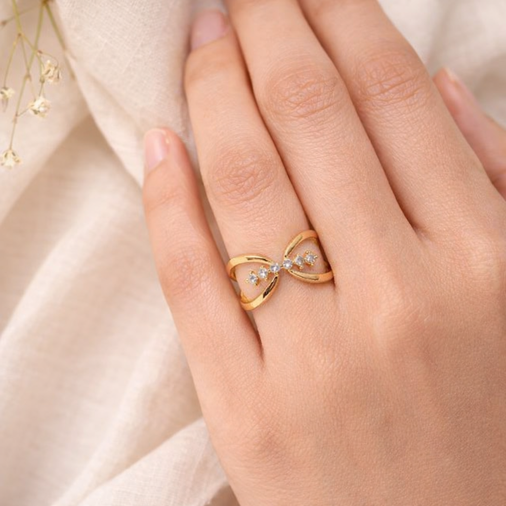 925 Silver Adjustable Infinite Love Ring in Gold Plating