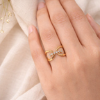 925 Silver Adjustable Infinite Love Ring in Gold Plating