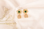 4 in 1 Pure Silver Detachable Avery Gold Plated Jhumki Earring in Green Stone