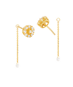 2 in 1 Sterling Silver Tara Earring with Detachable Chain Drop