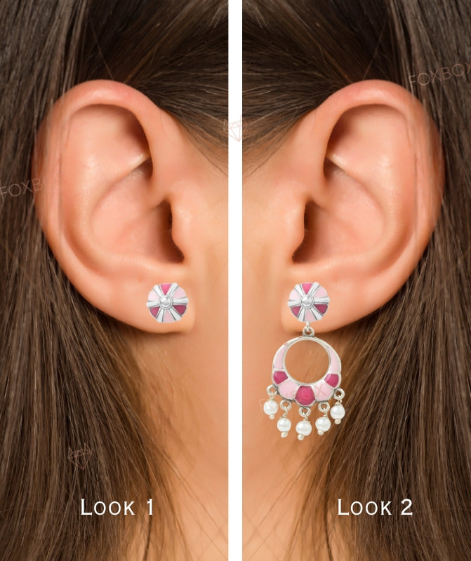 Pink Affair 2 in 1 chandbali