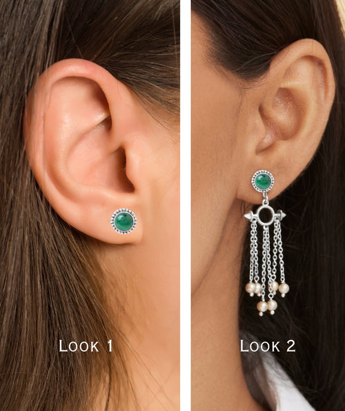 Jhanjari Green - 2 in 1 earring