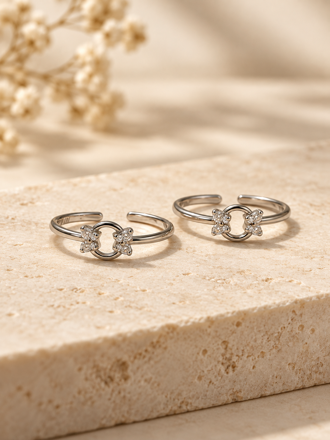 Oval 925 Silver Cz Toe Ring