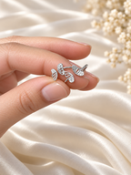 Wing 925 Pure Silver Toe Rings for Women with CZ Stones – Adjustable Bichiya Pair