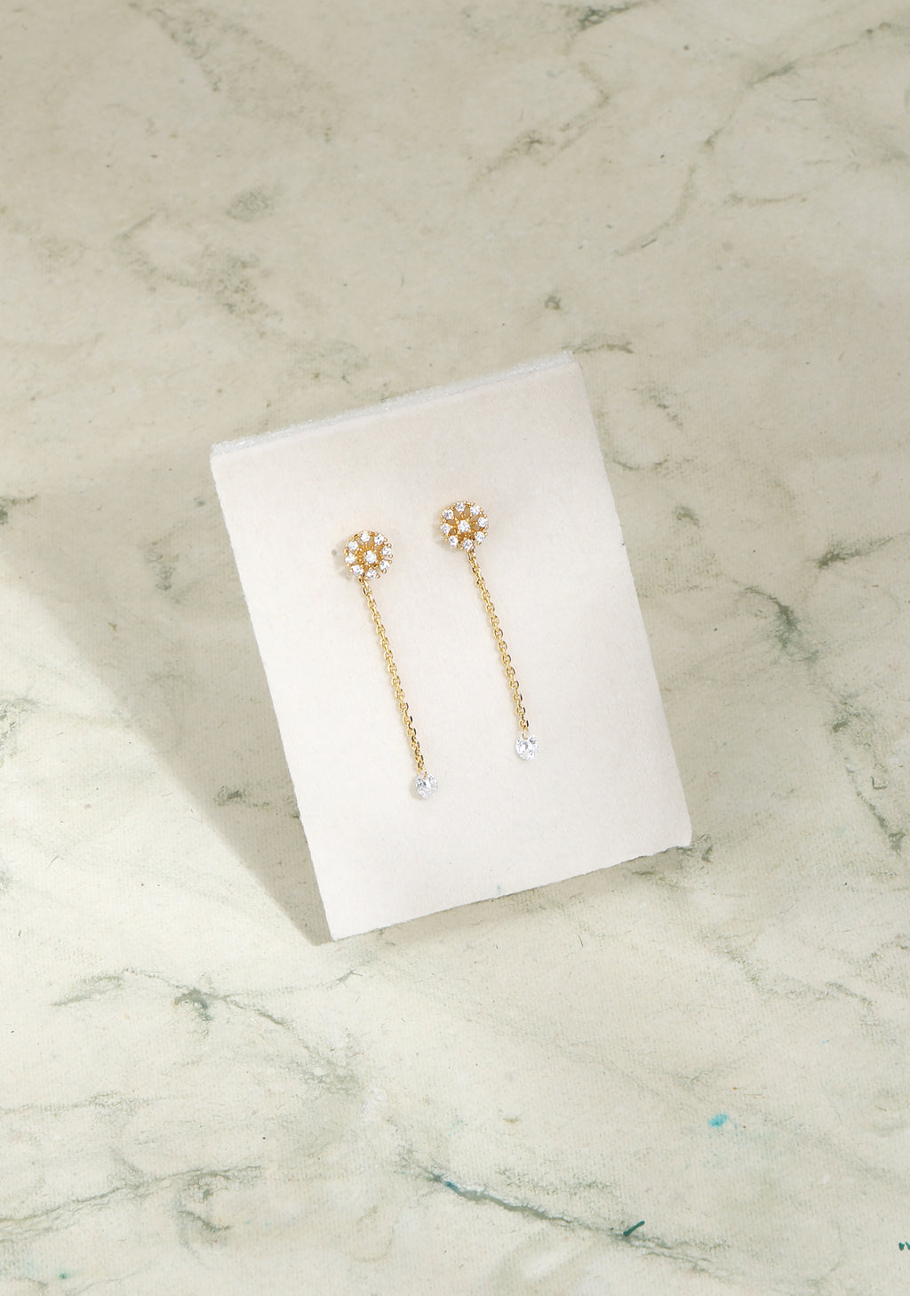 2 in 1 Sterling Silver Tara Earring with Detachable Chain Drop