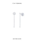 2 in 1 Sterling Silver Tara Earring with Detachable Chain Drop