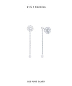 2 in 1 Sterling Silver Tara Earring with Detachable Chain Drop