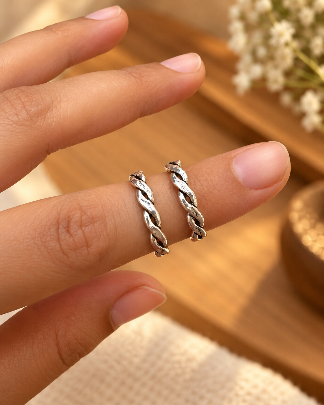 Twisted Pure Silver Toe Ring