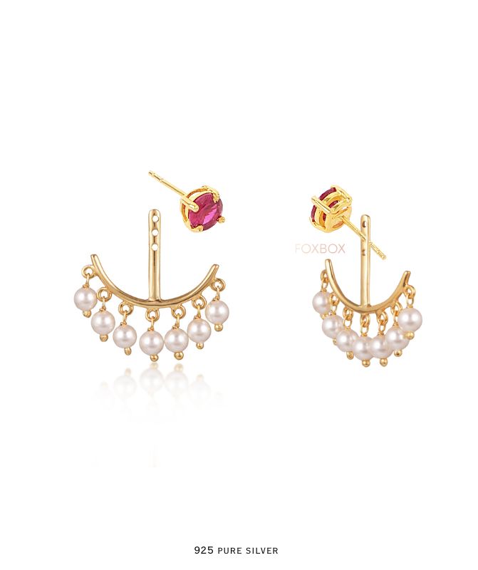 Yasmin Red 2 in 1 earring