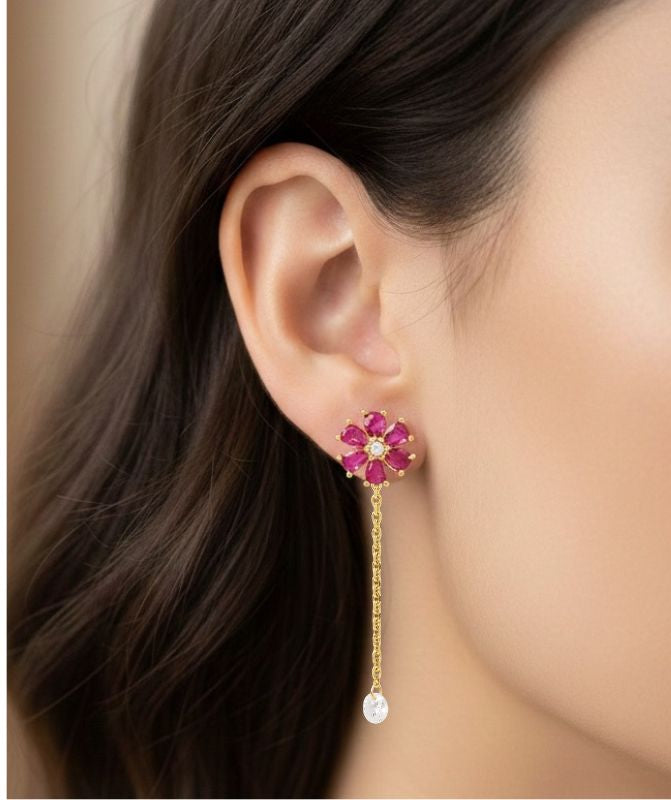 2 in 1 Pure Silver Merlot earring with detachable drop