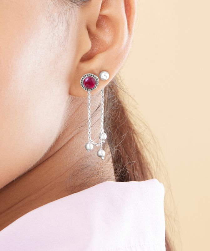 4 in 1 Pure SIlver Detachable Ghunguru Earring