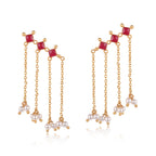 925 Silver Red Pearl Tassel Earcuff