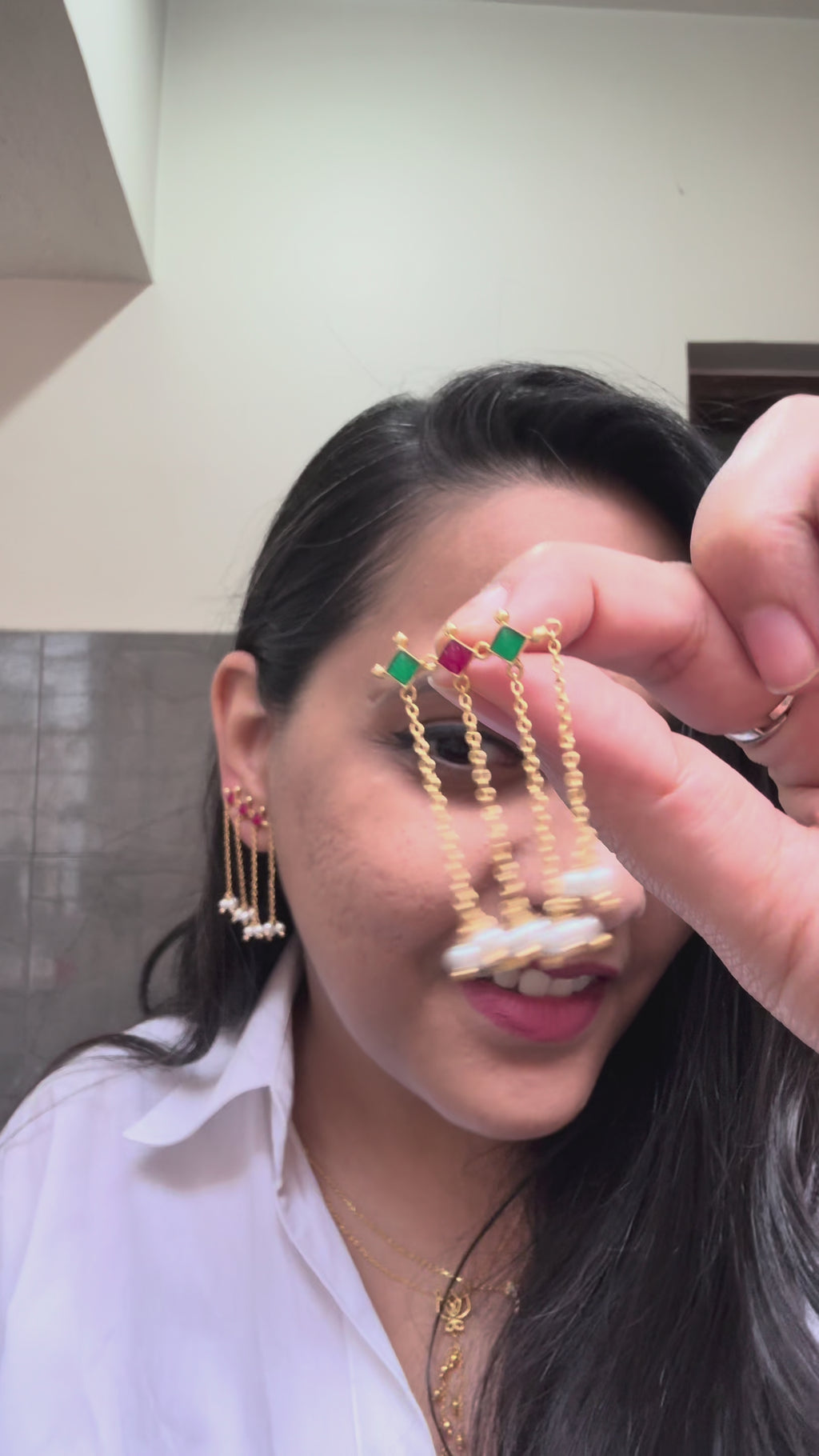 925 Silver Pearl Tassel Earcuff